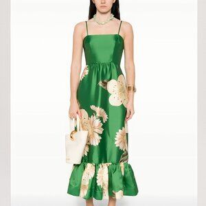 Alemais Women's Green Sage Printed Satin Dress